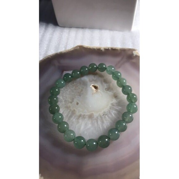 Green Aventurine Beaded Stretch Bracelet - Picture 2 of 3